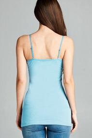 img 2 attached to Emmalise Women'S Basic Plain Long Camisole Cami Tank Top, Aqua, Medium