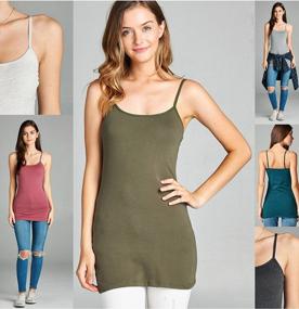 img 1 attached to Emmalise Women'S Basic Plain Long Camisole Cami Tank Top, Aqua, Medium