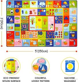 img 1 attached to AROGAN Kids Educational Playmat Rug with Numbers, Shapes, Animals Pattern - Non Slip Play Rug for Nursery, Bedroom, Play Room - 3x5 Feet