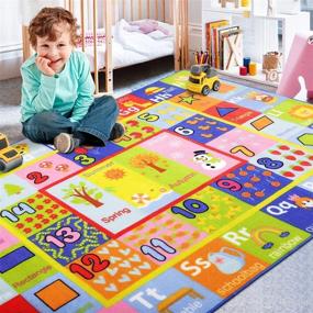 img 2 attached to AROGAN Kids Educational Playmat Rug with Numbers, Shapes, Animals Pattern - Non Slip Play Rug for Nursery, Bedroom, Play Room - 3x5 Feet