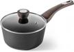 healthy nonstick saucepan with lid for stove top cooking - sensarte 1.5 quart nonstick pot with glass lid, pfoa free logo