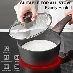 img 2 attached to Healthy Nonstick Saucepan With Lid For Stove Top Cooking - SENSARTE 1.5 Quart Nonstick Pot With Glass Lid, PFOA Free