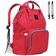 stylish and durable ticent diaper bag: large capacity, waterproof travel backpack for baby care - red logo