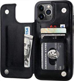 img 4 attached to ONETOP IPhone 12 Pro Max Wallet Case With Multiple Card Slots, Kickstand, Double Magnetic Clasp, And Shockproof Cover - PU Leather Case For 6.7 Inch Screen (Black)