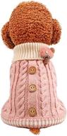 🐾 winter dog warm sweater: knitted turtleneck sweater with button decoration for small dog chihuahua (s, pink) логотип