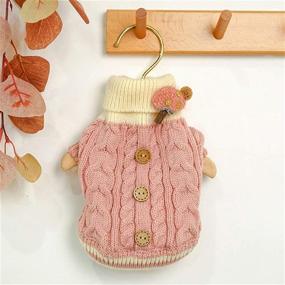 img 1 attached to 🐾 Winter Dog Warm Sweater: Knitted Turtleneck Sweater with Button Decoration for Small Dog Chihuahua (S, Pink)