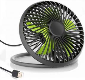 img 4 attached to 💨 Black USB Power Fan - Portable Desk Personal Cooling Fan with Hanging Handle Design for Office, Home, Dorm - 5.5 inch Size - 2 Adjustable Speeds