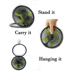 img 2 attached to 💨 Black USB Power Fan - Portable Desk Personal Cooling Fan with Hanging Handle Design for Office, Home, Dorm - 5.5 inch Size - 2 Adjustable Speeds