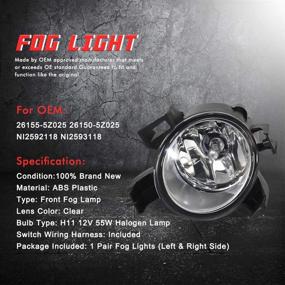 img 1 attached to 🚗 Driving Fog Lights Lamps Replacement for Nissan Altima, Pathfinder, Versa (2007-2018, 2013-2018, 2012-2019) - H11 12V 55W Halogen Bulbs & Switch Included