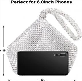 img 3 attached to Women Silver Evening Bag Clutch Purse Rhinestones Bags For Party Cocktail Wedding 6.0Inch Android IOS Phones