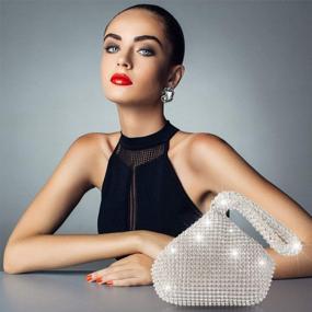 img 1 attached to Women Silver Evening Bag Clutch Purse Rhinestones Bags For Party Cocktail Wedding 6.0Inch Android IOS Phones