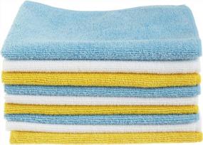 img 4 attached to 144-Pack Microfiber Cleaning Cloths - Non-Abrasive, Reusable & Washable (12X16In) | Amazon Basics Blue/White/Yellow