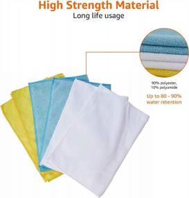 img 1 attached to 144-Pack Microfiber Cleaning Cloths - Non-Abrasive, Reusable & Washable (12X16In) | Amazon Basics Blue/White/Yellow