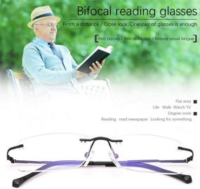 img 2 attached to 👓 Unisex Rimless Clear Bifocal Reading Glasses | Blue Light Blocking Readers for Men and Women | Lightweight Magnifying Anti Glare UV Digital Eyewear | Dual-Use Far Near & Fashionable Eyeglasses | Reduce Eyestrain