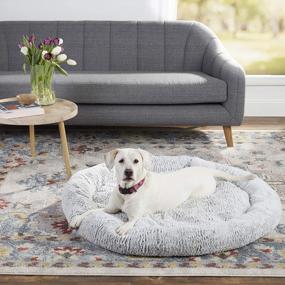 img 4 attached to Luxuriate Your Pet With SoHome'S Fluffy Cuddler Pet Bed - Anti-Slip, Plush Fill, And Machine Washable! 36" Round Gray