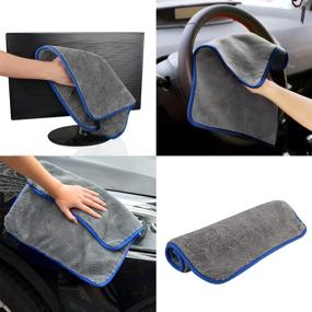 img 2 attached to 🚗 High-Quality Microfiber Towels for Cars: Healsell Professional Drying Towel (3 Pack), 1200 GSM Ultra Thick, Lint-Free - 16'' x 16''