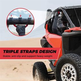 img 1 attached to 🔴 KEMIMOTO UTV Grab Handles, Heavy Duty Nylon Hand Grips - Compatible with Polaris RZR, Can Am X3, Kawasaki Mule Teryx, Talon, Wildcat - 1.5-2” Roll Bar - 2 PCS Red