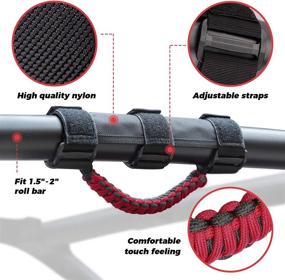 img 2 attached to 🔴 KEMIMOTO UTV Grab Handles, Heavy Duty Nylon Hand Grips - Compatible with Polaris RZR, Can Am X3, Kawasaki Mule Teryx, Talon, Wildcat - 1.5-2” Roll Bar - 2 PCS Red