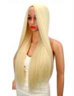 flaunt your style with kalyss 26" silky straight mixed 613 blonde yaki wig for women - full head, heat resistant and premium synthetic hair - perfect for center parting look! logo