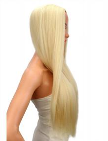 img 2 attached to Flaunt Your Style With Kalyss 26" Silky Straight Mixed 613 Blonde Yaki Wig For Women - Full Head, Heat Resistant And Premium Synthetic Hair - Perfect For Center Parting Look!