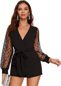 img 4 attached to 👗 Stylish SheIn Women's Collar Sleeve Jumpsuit: A Must-Have for Fashionable Women