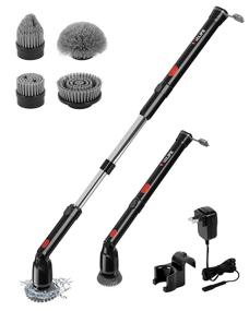 img 4 attached to 🧼 VacLife Cordless Electric Spin Scrubber - Shower & Tub Cleaner, 4 Replaceable Brush Heads, Adjustable Long Handle Cleaning Brush - Black (VL703)