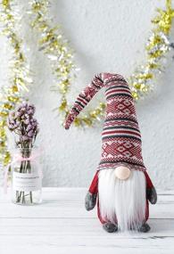 img 1 attached to Шведский томт ручной работы, праздничный гном Funoasis, украшения для рождественских эльфов, идеальные подарки на день благодарения - очаровательные шведские гномы томте с красными полосами, размером 19 дюймов