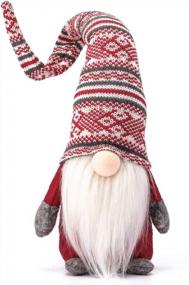 img 3 attached to Шведский томт ручной работы, праздничный гном Funoasis, украшения для рождественских эльфов, идеальные подарки на день благодарения - очаровательные шведские гномы томте с красными полосами, размером 19 дюймов