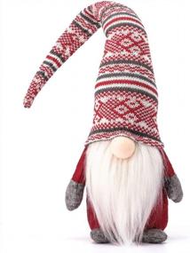img 4 attached to Шведский томт ручной работы, праздничный гном Funoasis, украшения для рождественских эльфов, идеальные подарки на день благодарения - очаровательные шведские гномы томте с красными полосами, размером 19 дюймов