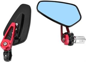 img 4 attached to 🛵 ESUPPORT Red 22mm Motorcycle Rearview Mirror with Blue Anti-Glare Glass, Aluminum Handlebar End – for ATV, Scooter