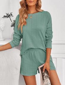 img 3 attached to Stay Cozy And Stylish With MEROKEETY Women'S Casual Cable Knit Pajama Sets