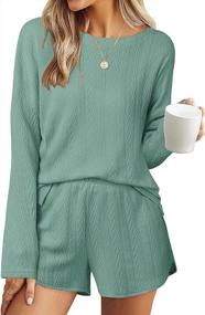 img 4 attached to Stay Cozy And Stylish With MEROKEETY Women'S Casual Cable Knit Pajama Sets