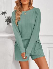 img 2 attached to Stay Cozy And Stylish With MEROKEETY Women'S Casual Cable Knit Pajama Sets