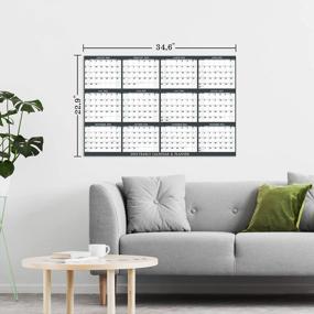 img 3 attached to Large Reversible 2023 Yearly Wall Calendar - Dry & Wet Erase, Full Year Wall Calendar 2023 With Julian Date, 34.6" X 22.9", Vertical/Horizonal Orientation, Classic Grey Design, Jan. 2023 - Dec. 2023
