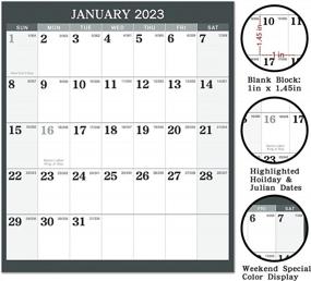 img 2 attached to Большой двусторонний годовой настенный календарь на 2023 год - сухое и влажное стирание, настенный календарь на весь год на 2023 год с датой по юлианскому календарю, 34,6 x 22,9 дюйма, вертикальная / горизонтальная ориентация, классический серый дизайн, январь 2023 - декабрь 2023