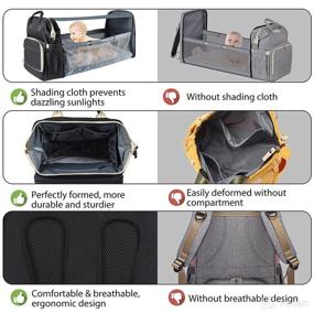 img 1 attached to WEZOXV Diaper Bag Backpack with Changing Station - Portable Waterproof Large Baby Bag with Bassinet Bed Mat - Foldable Bags for Boys and Girls - Large Capacity, USB Charging Port - Light Grey
