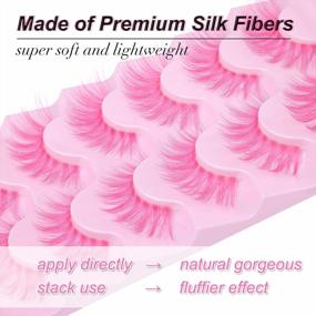 img 1 attached to 6 Pairs Of Colored 16MM 3D Fluffy Soft Faux Mink Lashes With Clear Band For Christmas Cosplay - Pink Strip Pack