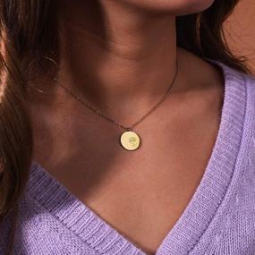 img 2 attached to Fancy & Shiny Birth Month Flower Necklace: Engraved Gold Coin Pendant For Women