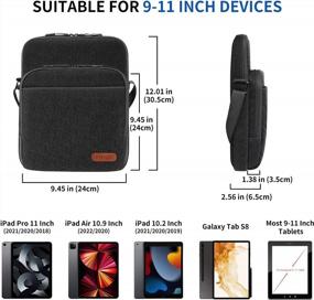 img 3 attached to 9-11 Inch Tablet Sleeve Bag Carrying Case Compatible With IPad Pro 11 Inch, IPad Air 5/4 10.9'', IPad 9/8/7Th Gen 10.2, Galaxy Tab S8 A8 A7, Surface Go 10.5, With Shoulder Strap & Pockets, Black