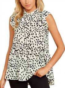 img 4 attached to 2023 Summer Women'S Tunic Tops - Ruffle Neck, Cap Sleeve, Floral Print Blouses