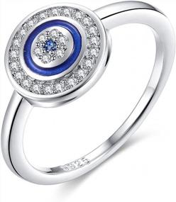img 4 attached to Sterling Silver Evil Eye Ring With Blue Enamel And Cubic Zirconia Size 6-8 - Perfect For Warding Off The Evil Eye