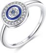 sterling silver evil eye ring with blue enamel and cubic zirconia size 6-8 - perfect for warding off the evil eye logo