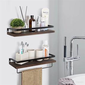 img 3 attached to 📚 Floating Wall Mounted Storage Shelves for Kitchen and Bathroom - Set of 2 Brown - Soduku