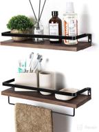 📚 floating wall mounted storage shelves for kitchen and bathroom - set of 2 brown - soduku logo