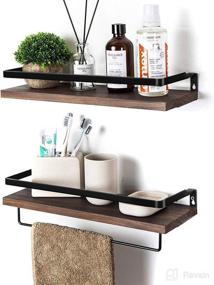 img 4 attached to 📚 Floating Wall Mounted Storage Shelves for Kitchen and Bathroom - Set of 2 Brown - Soduku