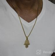 img 1 attached to HZMAN Stainless Steel Italic Eye Fatima Hamsa Hand Necklace: A Symbol of Success, Protection, and Luck review by Marquel Rubio