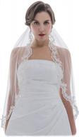 1t scalloped beaded embroidered lace fingertip length bridal veil 36" wedding accessory logo