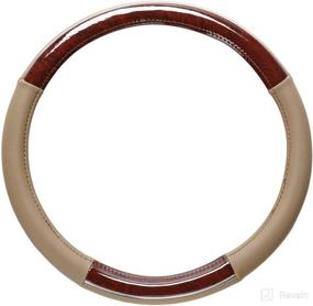 img 3 attached to 🚗 CAR+ P505179 Steering Wheel Cover - Tan with Wood Grain Design