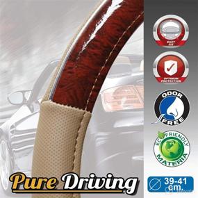 img 2 attached to 🚗 CAR+ P505179 Steering Wheel Cover - Tan with Wood Grain Design