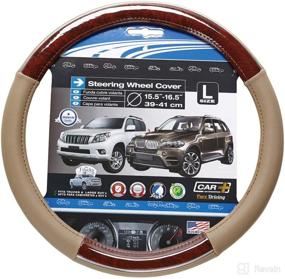 img 4 attached to 🚗 CAR+ P505179 Steering Wheel Cover - Tan with Wood Grain Design